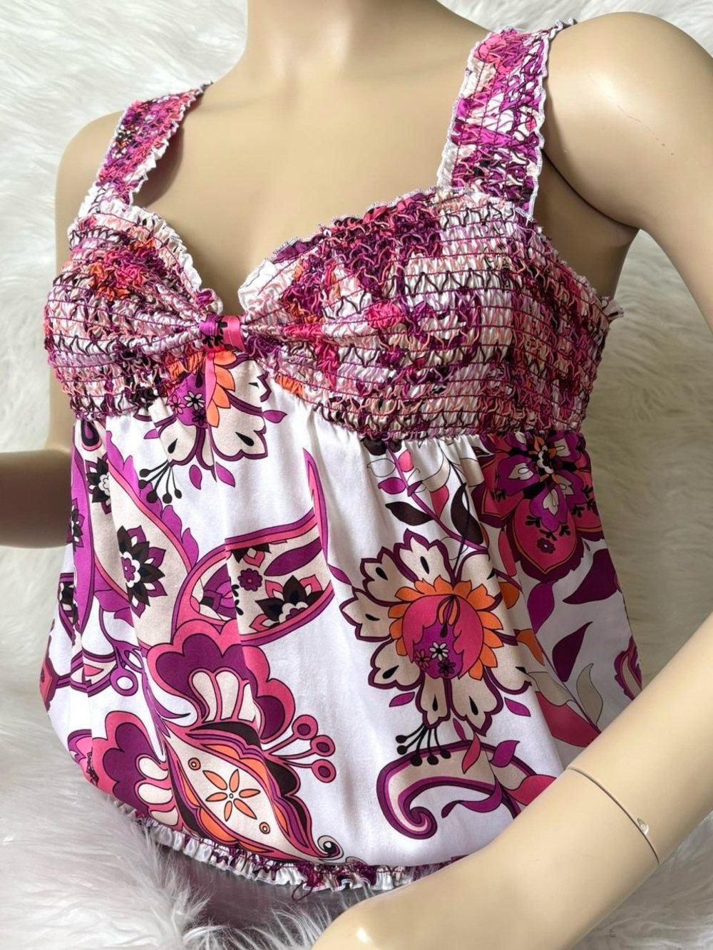Bebe Abstract Print Magenta Top